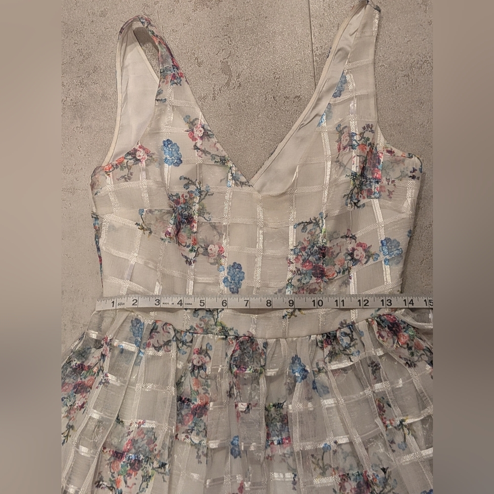 Maeve White Floral Mini Dress with Blue & Pink Accents - Picture 7 of 8